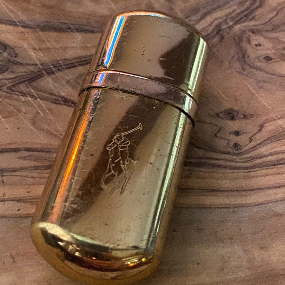 Vintage gold Ralph Lauren Polo mini flask perfume